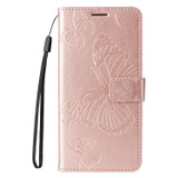 For iPhone 17e Folio PU Leather Case – Butterfly Embossed for Stylish Protection & Card Storage, Rose Gold | iCoverLover.com.au