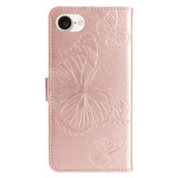 For iPhone 17e Folio PU Leather Case – Butterfly Embossed for Stylish Protection & Card Storage, Rose Gold | iCoverLover.com.au