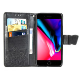 For iPhone 17e Folio PU Leather Case – Butterfly & Flower Embossed Design for Stylish Protection, Black | iCoverLover.com.au