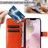 For iPhone 17e Folio PU Leather Case – Butterfly Embossed for Stylish Protection & Card Storage, Orange | iCoverLover.com.au