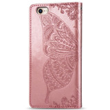 For iPhone 17e Folio PU Leather Case – Butterfly & Flower Embossed Design for Stylish Protection, Rose Gold | iCoverLover.com.au