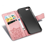 For iPhone 17e Folio PU Leather Case – Butterfly & Flower Embossed Design for Stylish Protection, Rose Gold | iCoverLover.com.au