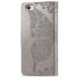 For iPhone 17e Folio PU Leather Case – Butterfly & Flower Embossed Design for Stylish Protection, Gray | iCoverLover.com.au