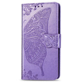 For iPhone 17e Folio PU Leather Case – Butterfly & Flower Embossed Design for Stylish Protection, Lavender | iCoverLover.com.au