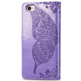 For iPhone 17e Folio PU Leather Case – Butterfly & Flower Embossed Design for Stylish Protection, Lavender | iCoverLover.com.au
