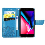 For iPhone 17e Folio PU Leather Case – Butterfly & Flower Embossed Design for Stylish Protection, Blue | iCoverLover.com.au