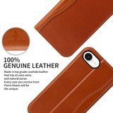 iPhone 17e Fierre Shann Cowhide Leather Wallet Case – Brown | Premium & Stylish
