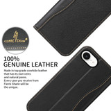 iPhone 17e Fierre Shann Cowhide Leather Wallet Case – Black | Luxury & Durable