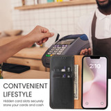 iPhone 17e Leather Flip Wallet Case – Black | Stand & Card Slots