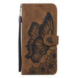 For Samsung Galaxy A57 5G Case | Retro Embossed Butterfly PU Leather Wallet Cover, Brown | iCoverLover Australia