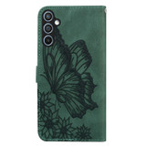 For Samsung Galaxy A57 5G Case | Retro Embossed Butterfly PU Leather Wallet Cover, Green | iCoverLover Australia