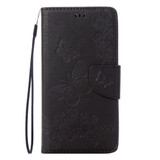 Black Butterflies Emboss Leather Wallet iPhone SE 5G (2022), SE (2020) / 8 / 7 Case | iCoverLover