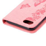 Pink Butterflies Emboss Leather Wallet iPhone SE 5G (2022), SE (2020) / 8 / 7 Case | iCoverLover