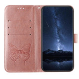 For Google Pixel 11 Butterfly Wallet Case, PU Leather with Card Holder & Stand, Rose Gold | iCoverLover.com.au