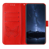 For Google Pixel 11 Butterfly Wallet Case, PU Leather with Card Holder & Stand, Red | iCoverLover.com.au