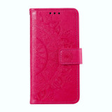 For Google Pixel 11 Artisan Wallet Case, Embossed Floral PU Leather with Secure Lanyard & Stand, Red | iCoverLover.com.au