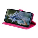 For Google Pixel 11 Artisan Wallet Case, Embossed Floral PU Leather with Secure Lanyard & Stand, Red | iCoverLover.com.au