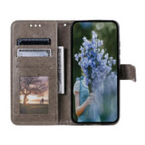For Google Pixel 11 Artisan Wallet Case, Embossed Floral PU Leather with Secure Lanyard & Stand, Grey | iCoverLover.com.au