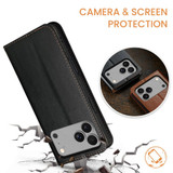 iPhone 18 Pro Leather Flip Wallet Case with Stand - Black