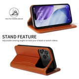 iPhone 18 Pro Genuine Leather Wallet Case Brown | Fierre Shann