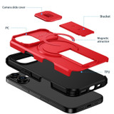 For iPhone 18 Case | MagSafe Compatible Sliding Camera Shield Kickstand Cover, Red