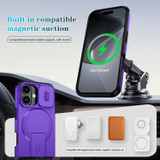 For iPhone 18 Case | MagSafe Compatible Sliding Camera Shield Kickstand Cover, Purple