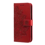 For iPhone 18 Pro Wallet Case - Protective Embossed Floral PU Leather Cover, Red | iCoverLover Australia