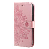 For iPhone 18 Pro Wallet Case - Protective Embossed Floral PU Leather Cover, Rose Gold | iCoverLover Australia