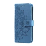 For iPhone 18 Pro Wallet Case - Protective Embossed Floral PU Leather Cover, Blue | iCoverLover Australia