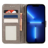 For iPhone 18 Pro Wallet Case - Elegant Lace Flower PU Leather Folio Cover, Grey | iCoverLover Australia