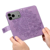 For iPhone 18 Pro Max Wallet Case - Protective Embossed Floral PU Leather Cover, Light Purple | iCoverLover Australia