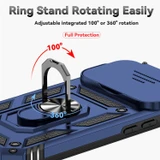 For iPhone 18 Pro Case - Camera Shield Ring Stand - Blue