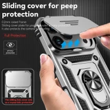 For iPhone 18 Pro Case - Camera Shield Ring Stand - Silver