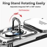 For iPhone 18 Pro Case - Camera Shield Ring Stand - Silver