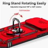 For iPhone 18 Pro Case - Camera Shield Ring Stand - Red