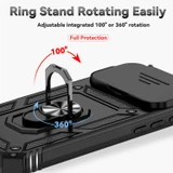 For iPhone 18 Pro Case - Camera Shield Ring Stand - Black