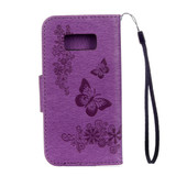 Purple Butterflies Embossed Leather Wallet Samsung Galaxy S8 Case | Leather Samsung Galaxy S8 Cases | Fashion Samsung Galaxy S8 Covers | iCoverLover