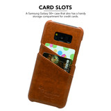 Samsung Galaxy S8 PLUS Case Brown Deluxe Leather Shell Cover with Card Slots| Leather Samsung Galaxy S8 PLUS Covers | Leather Samsung Galaxy S8 PLUS Cases | iCoverLover