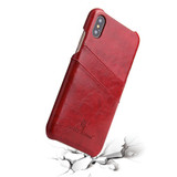 iPhone XS & X Case Red Deluxe PU Leather and Hard Plastic Back Cover with 2 Card Slots, and Slim and Lightweight Build | Leather iPhone XS & X Covers | Leather iPhone XS & X Cases | iCoverLover