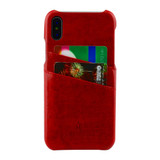 iPhone XS & X Case Red Deluxe PU Leather and Hard Plastic Back Cover with 2 Card Slots, and Slim and Lightweight Build | Leather iPhone XS & X Covers | Leather iPhone XS & X Cases | iCoverLover