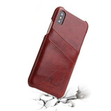 iPhone XS & X Case Brown Deluxe PU Leather and Hard Plastic Back Cover with 2 Card Slots, and Slim and Lightweight Build | Leather iPhone XS & X Covers | Leather iPhone XS & X Cases | iCoverLover