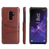 Samsung Galaxy S9 PLUS Case Brown Deluxe PU Leather Back Shell with 2 Exterior Card Slots, Slim Build & Shockproof | Leather Samsung Galaxy S9 Plus Covers | Leather Samsung Galaxy S9 Plus Cases | iCoverLover