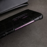 Samsung Galaxy S9 PLUS Case Black Crocodile Texture Genuine Leather Back Shell with Enhanced Grip and Shock-resistant | Genuine Leather Samsung Galaxy S9 Plus Cases | Genuine Leather Samsung Galaxy S9 Plus Covers | iCoverLover