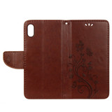 iPhone XS Max Brown Embossed Butterfly Pattern Horizontal Flip Leather Cover with Card Slots and Lanyard | Protective Apple iPhone XS Max Covers | Protective Apple iPhone XS Max Cases | iCoverLover
