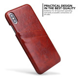 iPhone XS MAX Case Brown Deluxe PU Leather Back Shell with 2 Card Slots, Ultra Slim Build & Impact-Resistant | Leather iPhone XS MAX Covers | Leather iPhone XS MAX Cases | iCoverLover