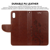 iPhone XR Case Brown Embossed Butterfly Pattern Horizontal Flip Leather Case with Holder, Lanyard & Wallet | Leather Apple iPhone XR Covers | Leather Apple iPhone XR Cases | iCoverLover