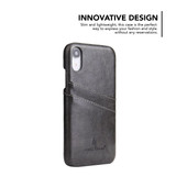 iPhone XR Case Grey Deluxe PU Leather Back Cover with 2 Exterior Card Slots, Slim Build, Anti-Scratch & Shockproof | Leather iPhone XR Covers | Leather iPhone XR Cases | iCoverLover