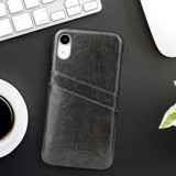 iPhone XR Case Grey Deluxe PU Leather Back Cover with 2 Exterior Card Slots, Slim Build, Anti-Scratch & Shockproof | Leather iPhone XR Covers | Leather iPhone XR Cases | iCoverLover