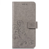 iPhone XS Max Case Grey Embossed Pattern PU & TPU Folio-Style Leather Cover with Kickstand and Card Slots | Leather Apple iPhone XS Max Covers | Leather Apple iPhone XS Max Cases | iCoverLover