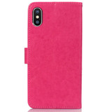 iPhone XS Max Case Magenta Embossed PU Leather & TPU Wallet-style Cover with 2 Card Slots, Built-in Kickstand, and Magnetic Flap Closure | Leather Apple iPhone XS Max Covers | Leather Apple iPhone XS Max Cases | iCoverLover
